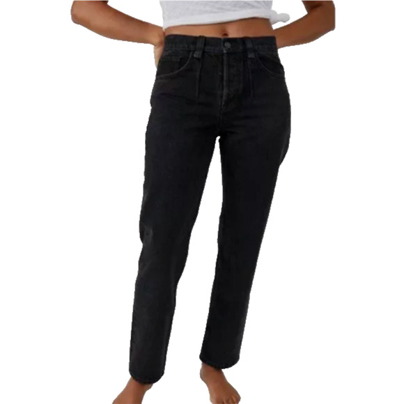 Free People Denim - We The Free Free People A NEW DAY MID RISE STRAIGHT LEG Black Denim Jeans SZ 30